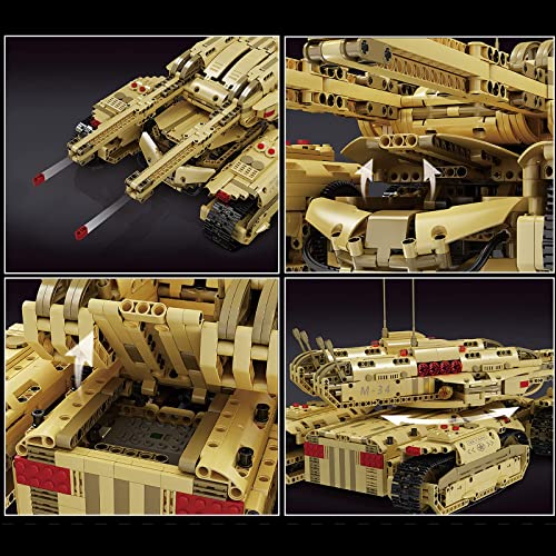 LYMHGHJ Modelo de Tanque Technic RC, Tanque Militar Mammoth con torreta y Control Remoto 2.4G RC/App y 6 Motores, Juego de construcción de 3296 Bloques Compatible con Lego Technic