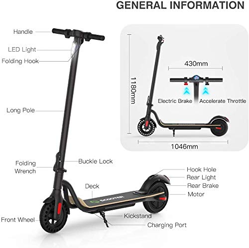 M MEGAWHEELS Electric Scooter S10- Patinete electrico,Juventud Unisex,Negro