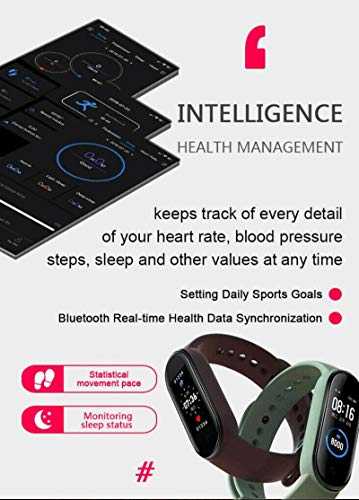 M5 Smart Fitness Tracker,rastreador de actividad Bluetooth con presión arterial monitor de frecuencia cardíaca,pulsera de banda inteligente multifuncional de 0.96 pulgadas para deportes mujeres hombre