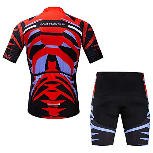 Maillot de ciclismo con manga corta para hombre (2021). Ropa de ciclismo para exteriores, bici de montaña - rojo - Small