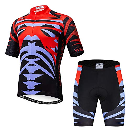 Maillot de ciclismo con manga corta para hombre (2021). Ropa de ciclismo para exteriores, bici de montaña - rojo - Small