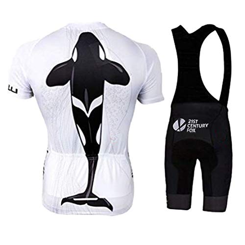 Maillot de Ciclismo para Hombre Maillot de Ciclismo de Manga Corta + Shorts de Tirantes Uniforme de Equipo de Ciclismo de Verano Conjunto de Ropa Deportiva al Aire Libre (Color Y908,Talla XXL)