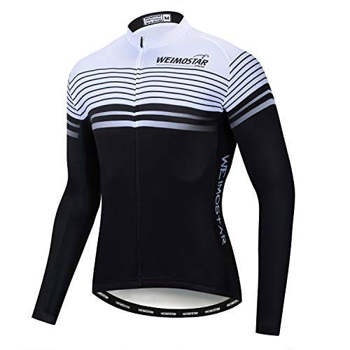 Maillot de ciclismo para hombre, manga larga, reflectante, equipo de la marca profesional -  Blanco -  3XL (altura 185/196 cm peso: 108/120 kg)