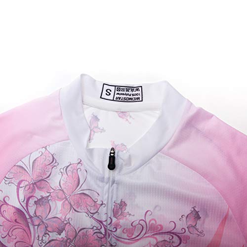 Maillot de ciclismo para mujer, camiseta de ciclismo para bicicleta y equipo de carreras, Blanco/Rosado, XL