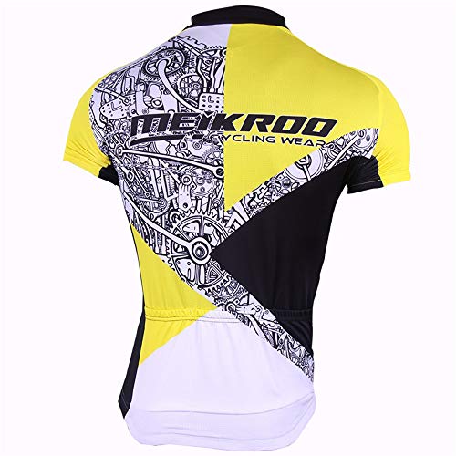 Maillots de Ciclismo Ciclismo Jersey Tops UV a Prueba de Manga Corta Chaqueta de Tejido Transpirable de Manga Corta Maillot Bicicleta (Color : Yellow, Size : XXL)