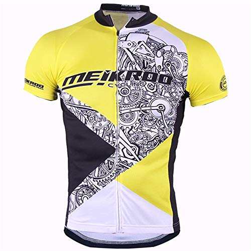 Maillots de Ciclismo Ciclismo Jersey Tops UV a Prueba de Manga Corta Chaqueta de Tejido Transpirable de Manga Corta Maillot Bicicleta (Color : Yellow, Size : XXL)