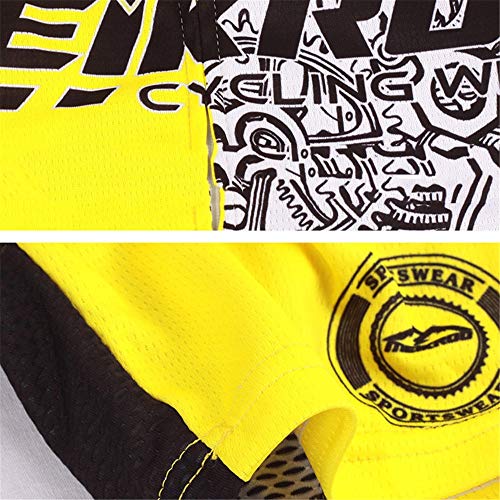 Maillots de Ciclismo Ciclismo Jersey Tops UV a Prueba de Manga Corta Chaqueta de Tejido Transpirable de Manga Corta Maillot Bicicleta (Color : Yellow, Size : XXL)