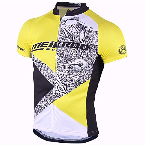 Maillots de Ciclismo Ciclismo Jersey Tops UV a Prueba de Manga Corta Chaqueta de Tejido Transpirable de Manga Corta Maillot Bicicleta (Color : Yellow, Size : XXL)