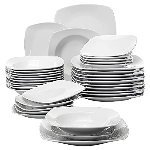 MALACASA, serie JULIA, 36 piezas Vajillas de Porcelana Juegos de Vajillas con 12 Platos de la Cena, 12 Platos de Postre, 12 de placas de Sopa para 12 Personas