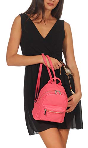 malito Mujeres Mochila Bolso Genuino Cuero trendy Colores Bolso de Bandolera R500 (coral)