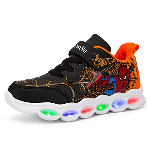 Malltea Spider Kid Zapatos Niños Niñas Entrenadores Niños Zapatillas Zapatillas Mejor Regalo Cumpleaños Halloween Navidad, negro intenso, 29 EU