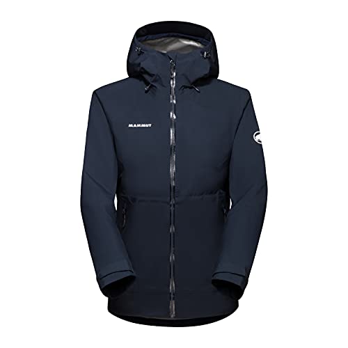 Mammut Sudadera con Capucha Convey Tour Chaqueta Hardshell, poliéster, Material Principal – Membrana: 100% politetrafluoroetileno, Azul Marino y Blanco, Small para Mujer