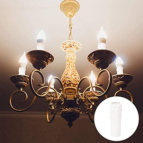 Manga Para Vela De Lamparas Gotas De Plástico Cubren Las Tuberías Portavelas De Plástico Vintage Portalámparas De Plástico Blanco Para Apliques Araña Cristal Led Colgante Pantalla Pared 16 Piezas