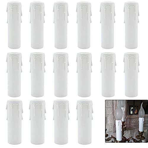 Manga Para Vela De Lamparas Gotas De Plástico Cubren Las Tuberías Portavelas De Plástico Vintage Portalámparas De Plástico Blanco Para Apliques Araña Cristal Led Colgante Pantalla Pared 16 Piezas