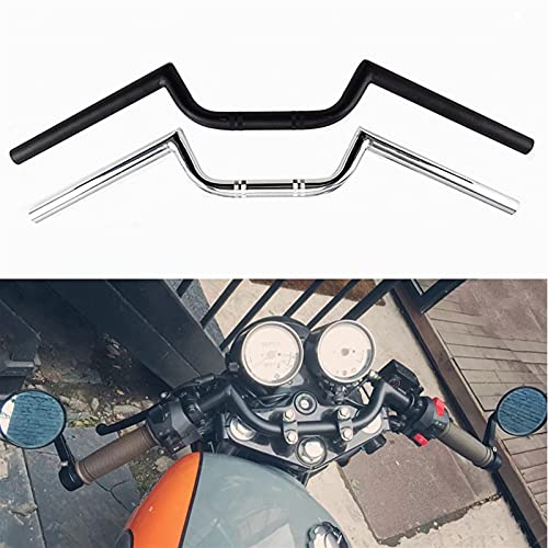 Manillar Mtb 22 mm Motorycle Handlebars Tipo M Barra de arrastre Vintage Bike Cave Correr Tracker Chopper Bobber Cruiser Volante Manija Barras Manillar De Motocicleta (Color : Black)