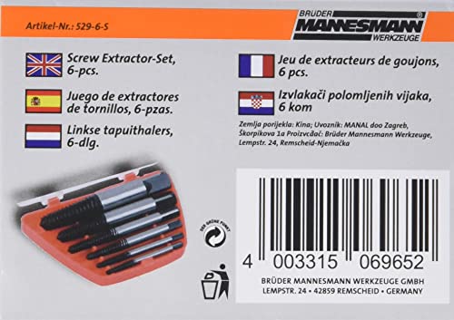 Mannesmann M 529-6-5 Juego de 6 extractores de tornillos