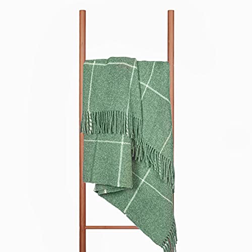 Manta de lana Zelanda de Nostra, 100 % lana, manta cálida, perfecta para bebés, manta para sofá, sillón y cama, color verde ahumado, 140 x 200 cm