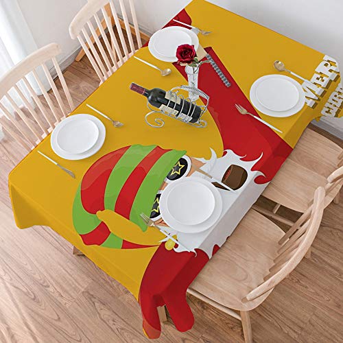 Mantel Antimanchas Rectangular Impermeable,Indie, Biker Santa Claus Pipa para fumar con gesto de la mano Fiesta Navi,Manteles Mesa Decorativo para Hogar Comedor del Cocina,（140 x 200 cm/55*78 pulgada）