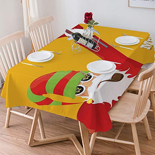 Mantel Antimanchas Rectangular Impermeable,Indie, Biker Santa Claus Pipa para fumar con gesto de la mano Fiesta Navi,Manteles Mesa Decorativo para Hogar Comedor del Cocina,（140 x 200 cm/55*78 pulgada）