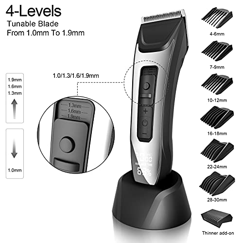 Máquina Cortar Pelo, Axceed 10 en 1 Recortadora de Barba y Cortapelos Hombre Profesional, Cortador Pelo Electrico con 7 peines de guía y 4 niveles ajustables, pantalla LED