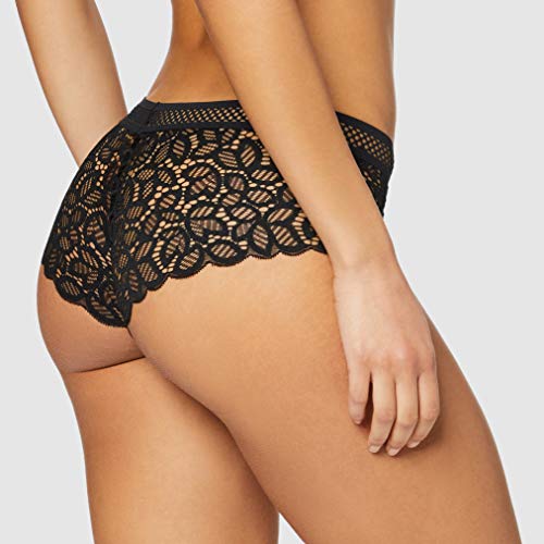 Marca Amazon - IRIS & LILLY Culotte de Crochet y Encaje Mujer, Pack de 2, Negro (Black), XL, Label: XL