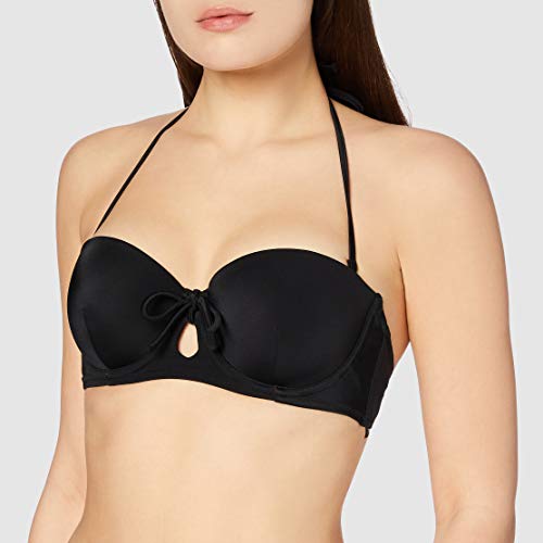 Marca Amazon - IRIS & LILLY Parte de Arriba de Bikini Bandeau Mujer, Negro (Nero), L, Label: L