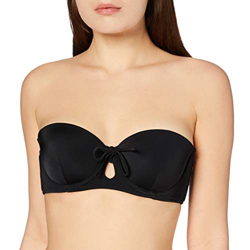 Marca Amazon - IRIS & LILLY Parte de Arriba de Bikini Bandeau Mujer, Negro (Nero), L, Label: L