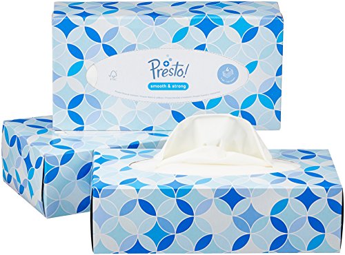 Marca Amazon - Presto! Pañuelos de 4 capas - 12 cajas (12 x 100 pañuelos)