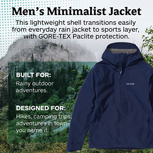 Marmot Minimalist Jacket Chubasquero Rígido, Chaqueta Impermeable, A Prueba De Viento, Impermeable, Transpirable, Hombre, Arctic Navy, L