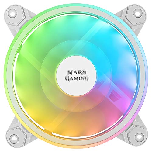 MARSGAMING MFXKITW, Kit 3 Ventiladores ARGB MFX+Mando RF, Ultra-silencioso, Blanco