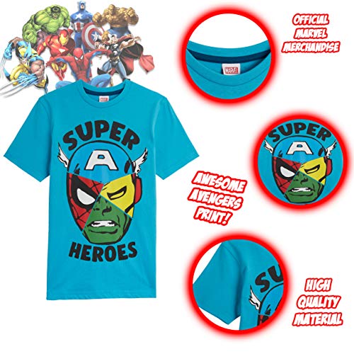 Marvel Camiseta Niño, Camisetas Niño Manga Corta de Los Vengadores Iron Man Capitan America Hulk y Spider Man, Ropa Niño 100% Algodon, Regalos para Niños y Adolescentes (9-10 años)