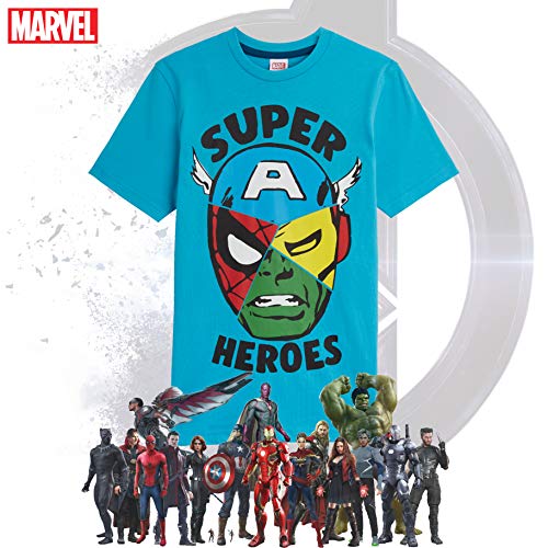 Marvel Camiseta Niño, Camisetas Niño Manga Corta de Los Vengadores Iron Man Capitan America Hulk y Spider Man, Ropa Niño 100% Algodon, Regalos para Niños y Adolescentes (9-10 años)