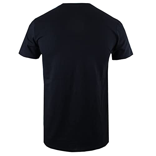 Marvel Capitán América Vertical Camiseta, Negro, S para Hombre