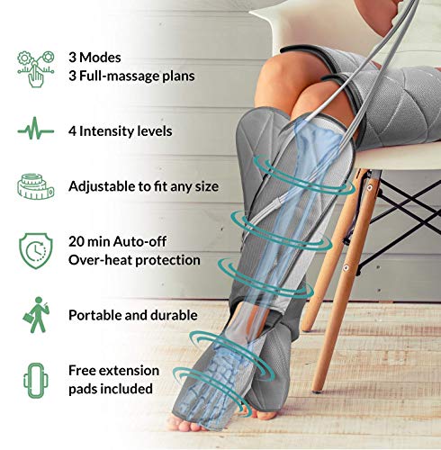 Masajeador de piernas para la circulación - masajeador de pies y pantorrillas máquina de botas de masaje de compresión de aire de piernas y muslos para uso doméstico, relajación con controlador
