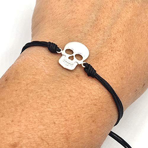 MASBARATA.ES Pulsera Calavera DE Plata DE Ley 925/1000 (Negro)