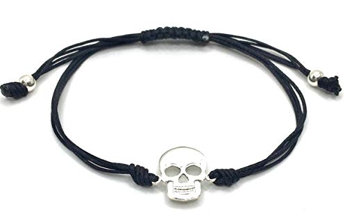 MASBARATA.ES Pulsera Calavera DE Plata DE Ley 925/1000 (Negro)