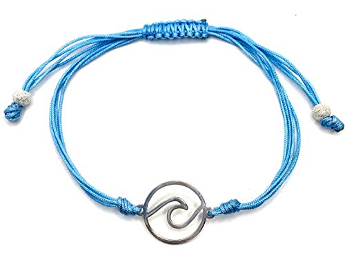 MASBARATA.ES Pulsera Ola DE MAR con Hilo Azul DE Plata DE Ley 925/1000. (Azul)