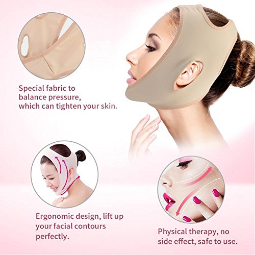 Máscara Facial adelgazante, Soporte para el Cuello Levantamiento Venda V Línea Facial Facial Doble Chin Cuidado de la Pérdida de Peso Cinturones Rostro (L)