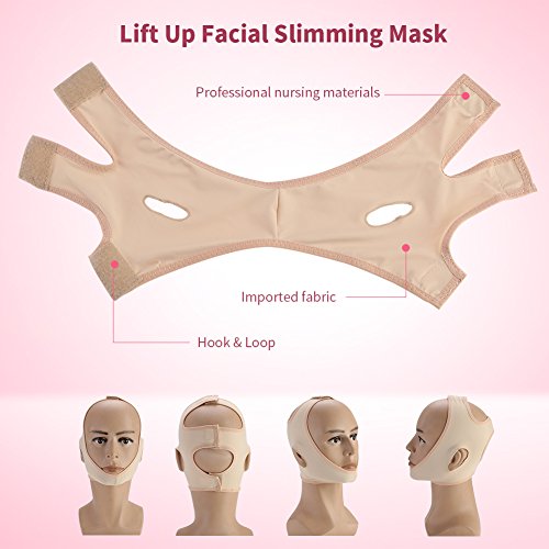 Máscara Facial adelgazante, Soporte para el Cuello Levantamiento Venda V Línea Facial Facial Doble Chin Cuidado de la Pérdida de Peso Cinturones Rostro (L)