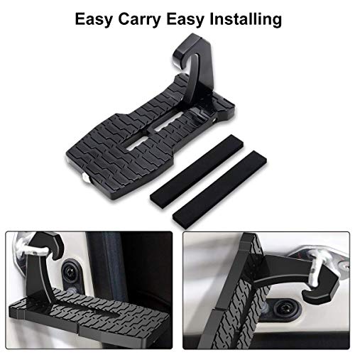 MASO - Escalera para Puerta de Coche con Martillo de Seguridad, Pedal Plegable para Coche/Parrillo/vehículo con Gancho en Forma de U