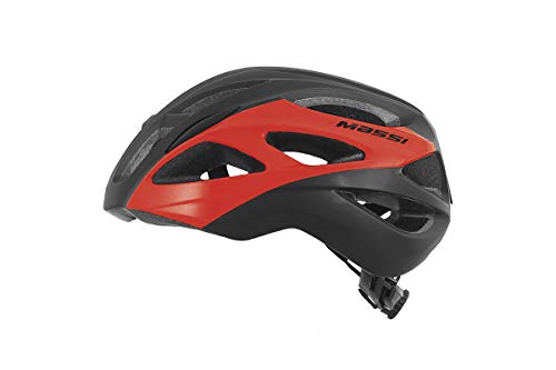 Massi Pro Casco para Bicicleta, Deportes y Aire Libre, Negro/Rojo, M