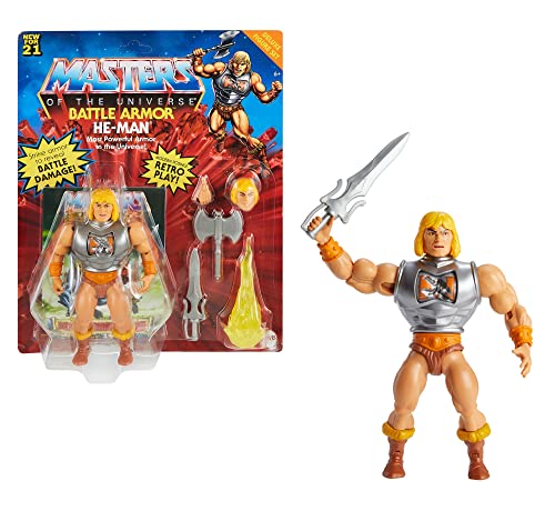 Masters of the Universe (Masters del Universo Orígenes) Figura He-Man deluxe, muñeco articulado de juguete, modelo surtido (Mattel GVL76)