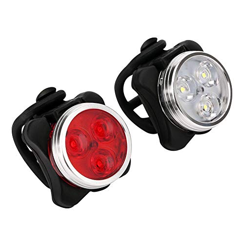 Matedepreso Safety Bicycle Light Front and Back Rear USB Recargable Super Bright LED Light