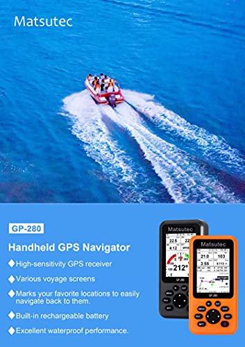 Matsutec GP-280 Handheld GPS Navigator/Marine GPS Locator Handheld High-Sensitivity GPS Receiver/Various Voyage Screens (Black)