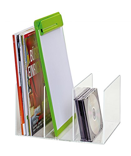 Maul - Organizador de catálogos (acrílico, 3 compartimentos, 85 mm de ancho), transparente