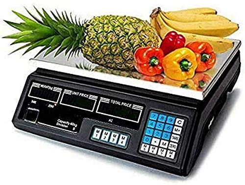 Maxellpower MP-46 BASCULA DE COMERCIO BALANZA COMERCIAL PARA PESAR FRUTA VERDURA 40KG BATERIA SUMA, plastico, Multicolor