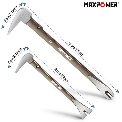 MAXPOWER Palanca para Quitar Clavos, Pie de Cabra, Set de 2 Piezas, 210mm y 300mm