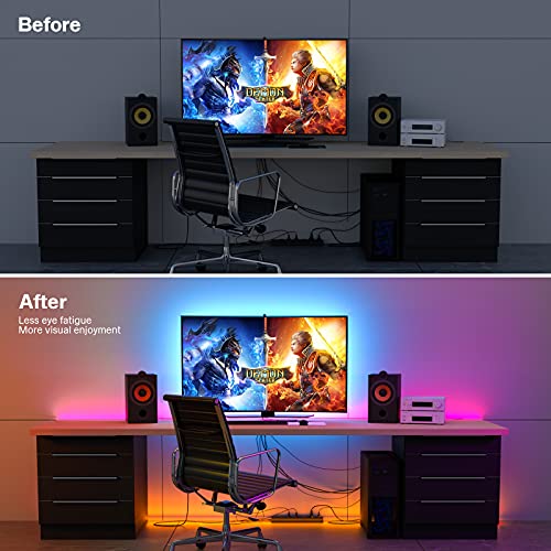 Maxsure Tira LED TV 2M, Tiras LED TV USB RGB, con Cinta Adhetiva, 16 Millones de Colores, 21 Modos Dinámicos, 8 Modos de Música, Control por Mando a Diantancia y Aplicación, para TV y Computadora