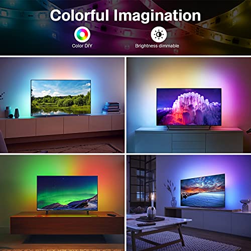 Maxsure Tira LED TV 2M, Tiras LED TV USB RGB, con Cinta Adhetiva, 16 Millones de Colores, 21 Modos Dinámicos, 8 Modos de Música, Control por Mando a Diantancia y Aplicación, para TV y Computadora