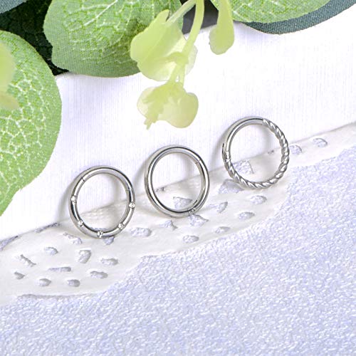 Mayhoop 3Piezas 16G Piercing Septum Clicker Segmento Aro Nariz 8mm Acero Inoxidable Plata Anillos Nariz Clicker Anillo Nariz Labio Cartílago Oreja Joyería de Piercing